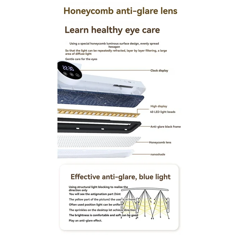 

ABUG-Desk Lamp Hanging Magnetic Clock Table Lamp LED USB Rechargeable Stepless Dimming Cabinet Closet Wardrobe Night Light