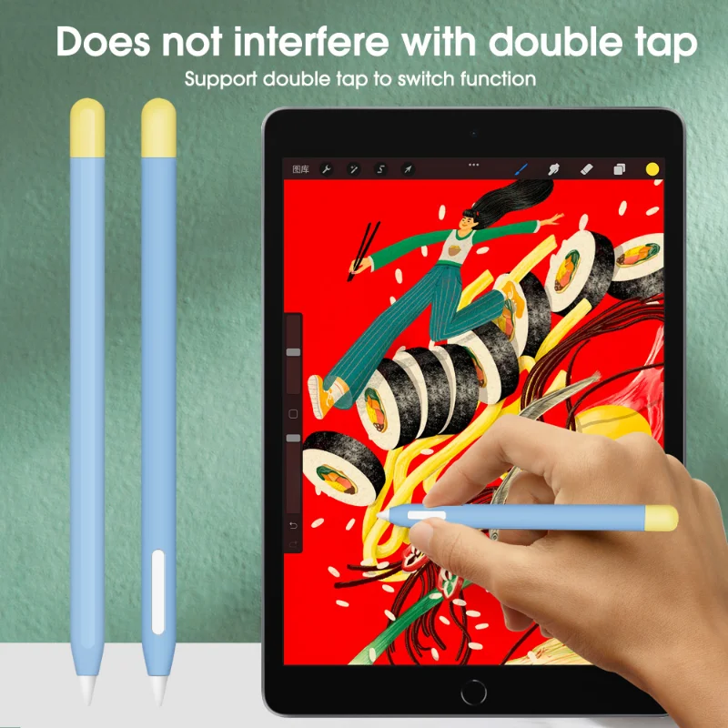 Stylus Cover Silicone Pen Case For Apple Pencil 2 Color Matching Stylus Protective Case Cap Anti-fall for iPencil Skin Cover