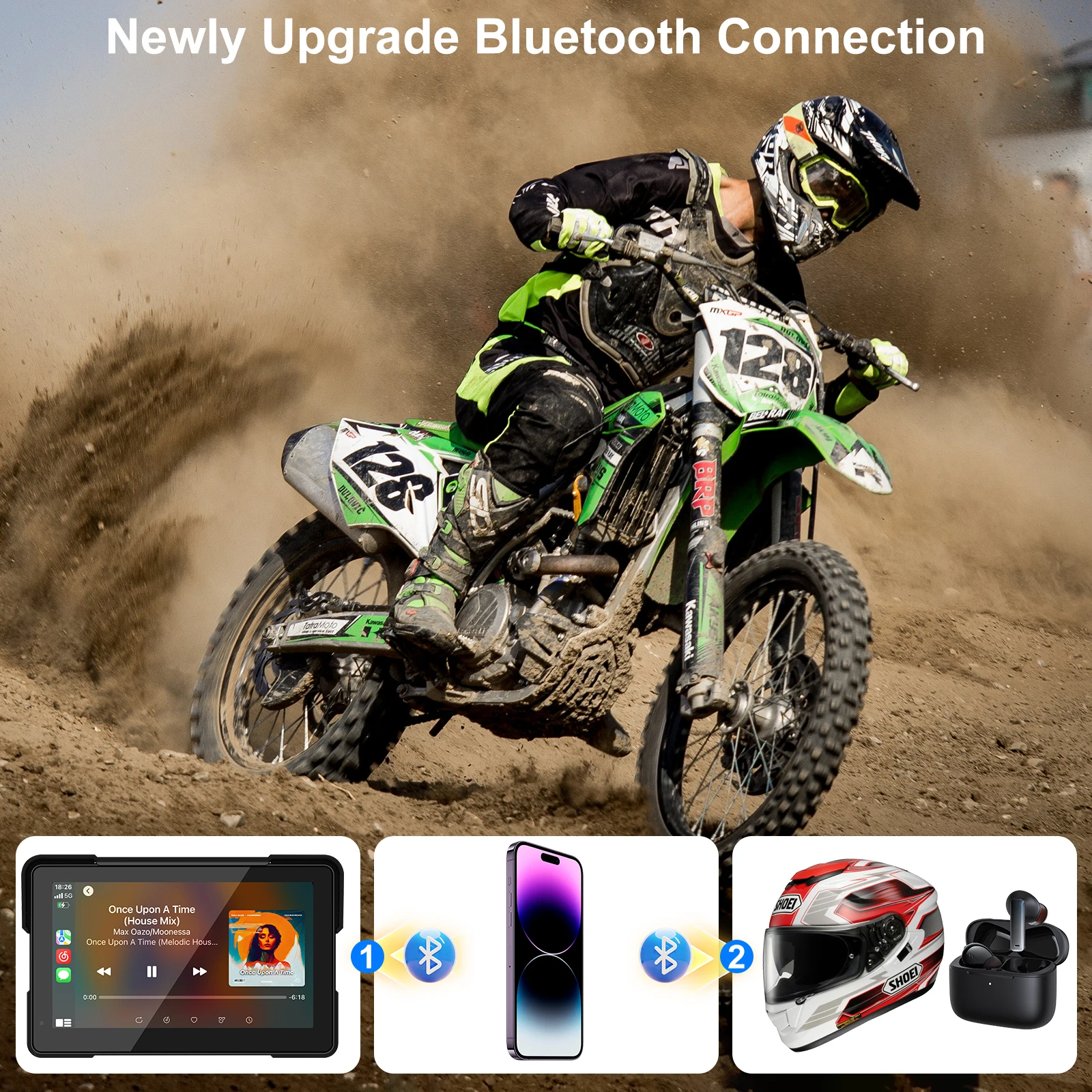 Motorrad Display Bildschirm Carplay GPS Navigation Tragbare Digitale Dashboard Motorrad Android Auto Moto Wasserdicht BT Monitor