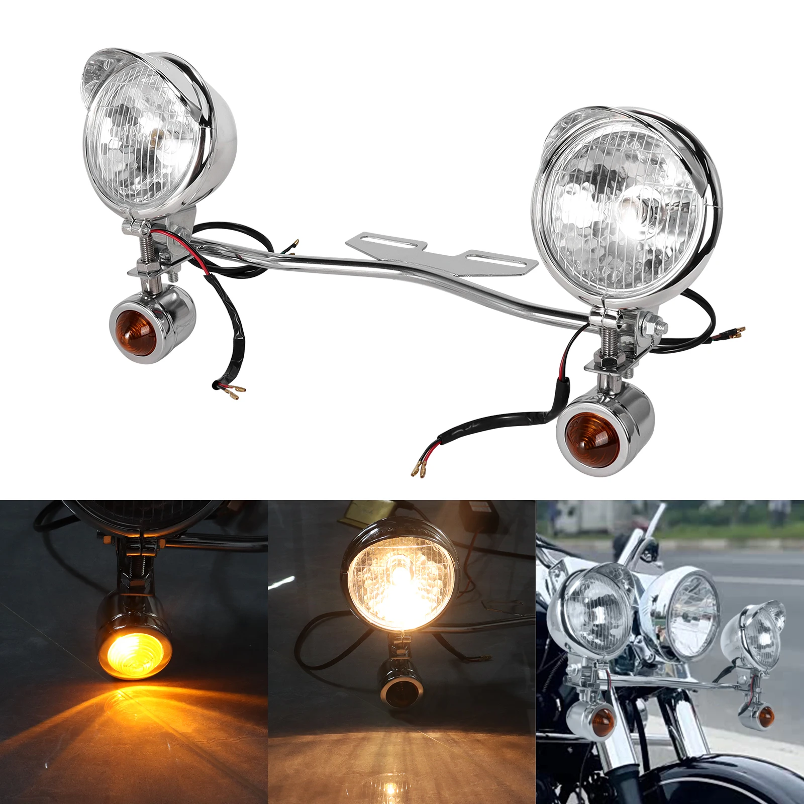 Motorcycle LED Passing Turn Signal Driving Fog Spot Light Bar For Harley Touring Honda Yamaha Kawasaki Suzuki