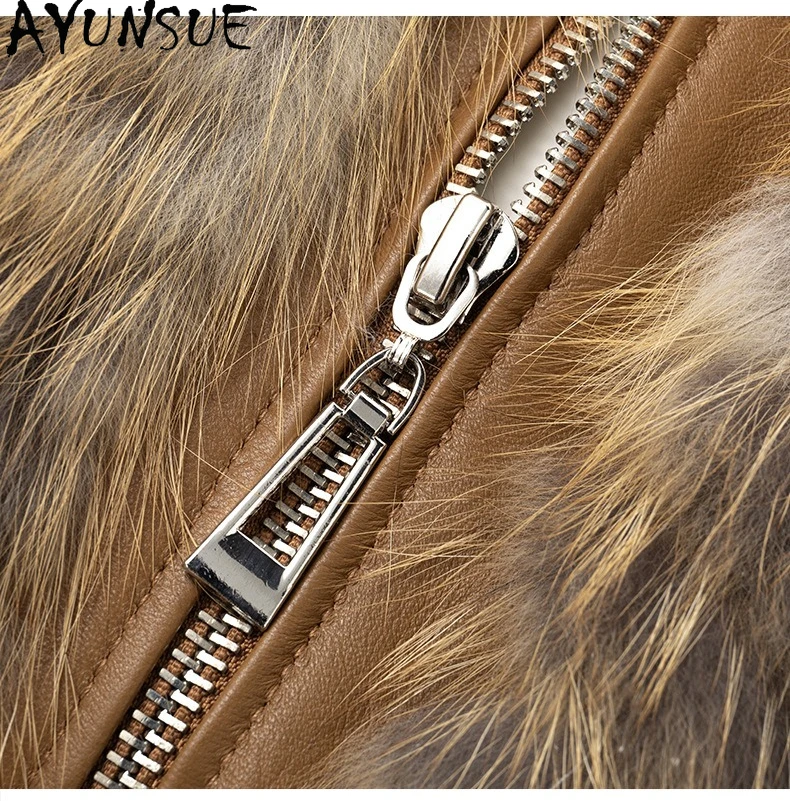 AYUNSUE Real Fox Fur Coat Women Luxury Fur Coats New in Outerwears Elegant Winter Jacket Womens Clothing 2025 Abrigo Mujer