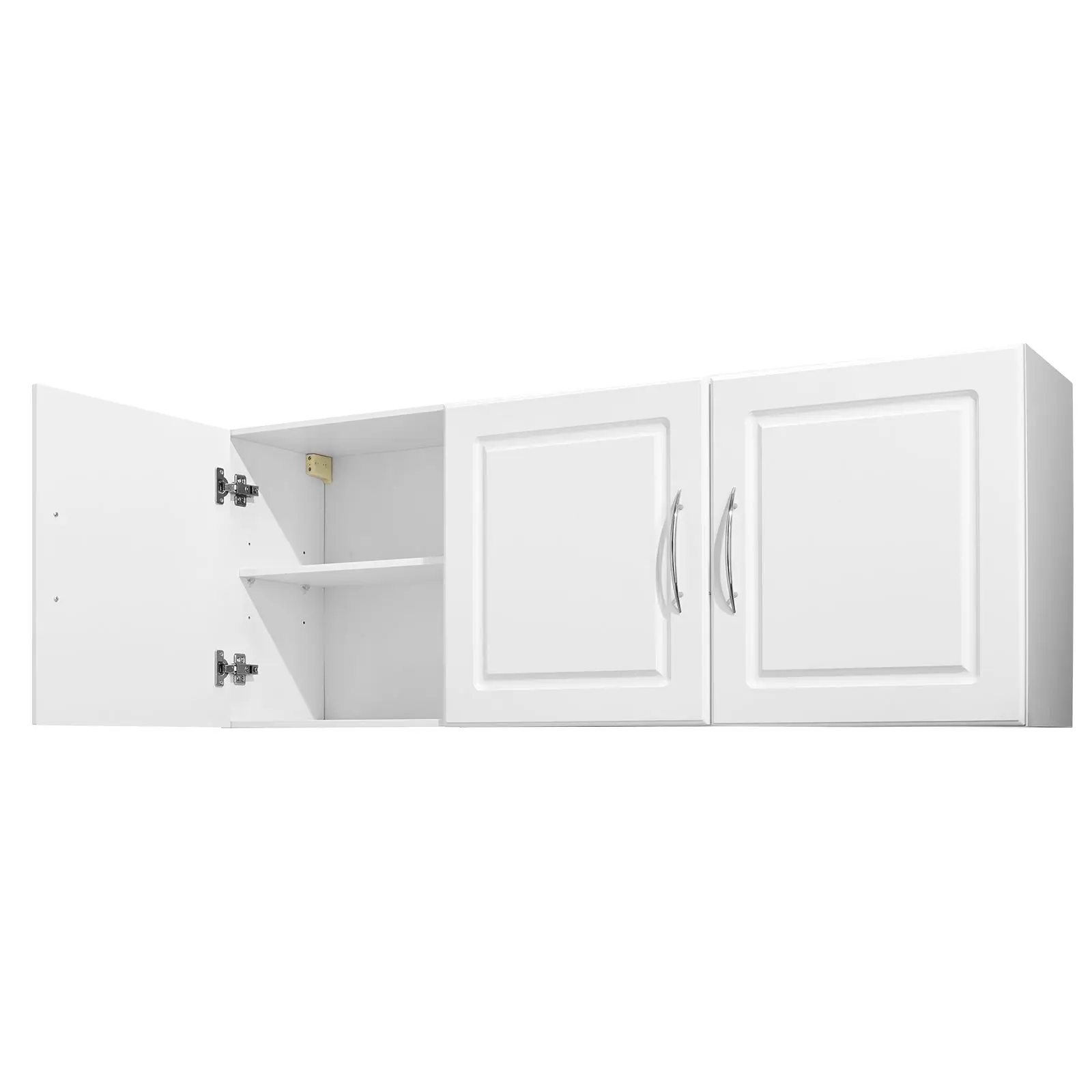 Laundry Room Wall Cabinet, 2-Tier Wall Mounted Hanging Cabinet with Adjustable Shelf, Cupboard Storage with 3 Doors, for Kitchen