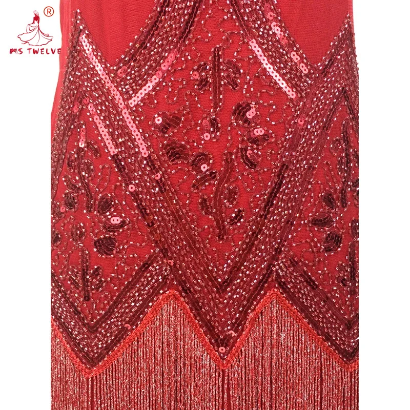 Sexy Vintage Tassel Sequin for Women, Plus Size Party Evening Gown, Christmas Dinner Prom Dress