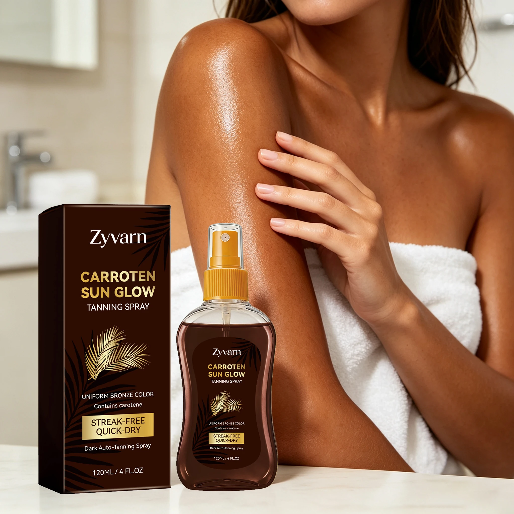 120ML Carrot Sun Tanning Spray Moisturizing Improve Skin Texture Enhance Even Tanning Improve Gloss Natural Glow Tanning Spray
