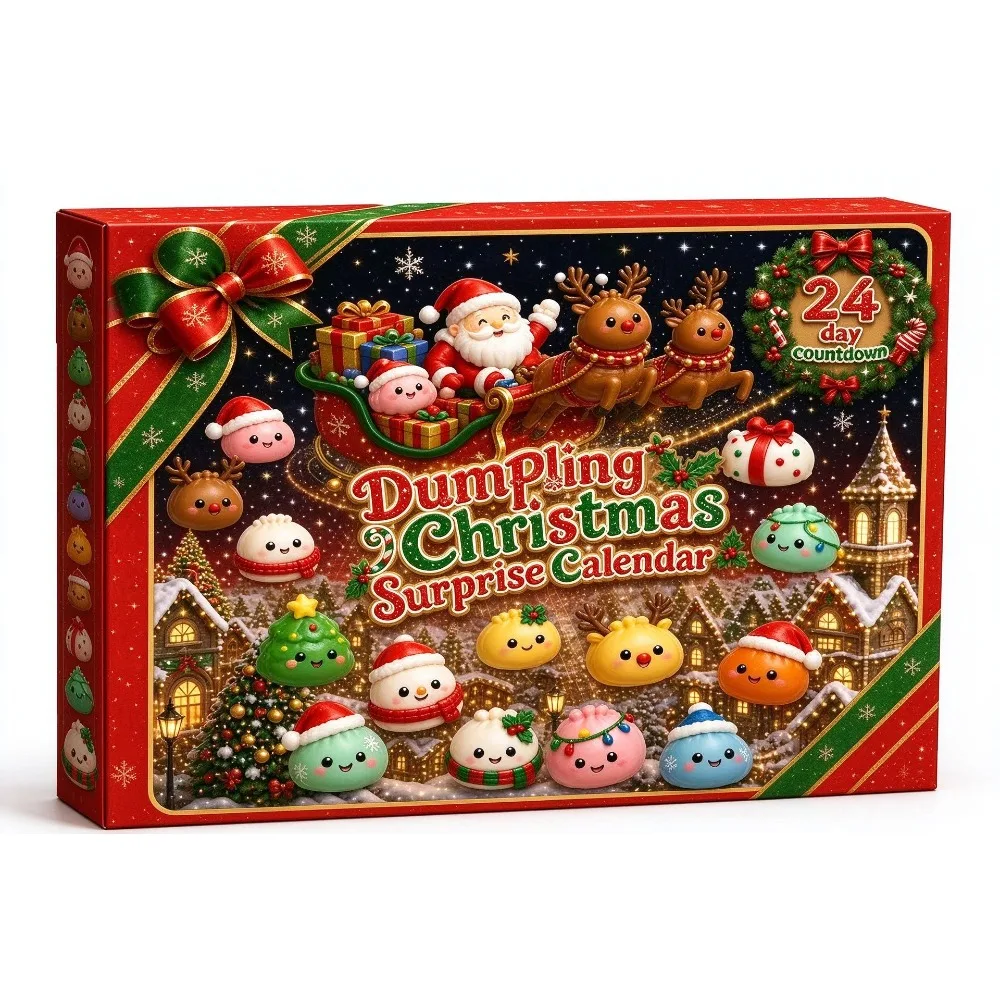 2026 Christmas Advent Calendar 24 Days Squishy Toys Dumpling Shape Slow Rising Squeeze Stress Relief Fidget Holiday Decor