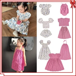 Children Clothes Set Girls Floral Dresses 2024 Bebe Brand Kid Tops Skirts Baby Girl Rose Soft Rompers Casual Cute Princess Dress