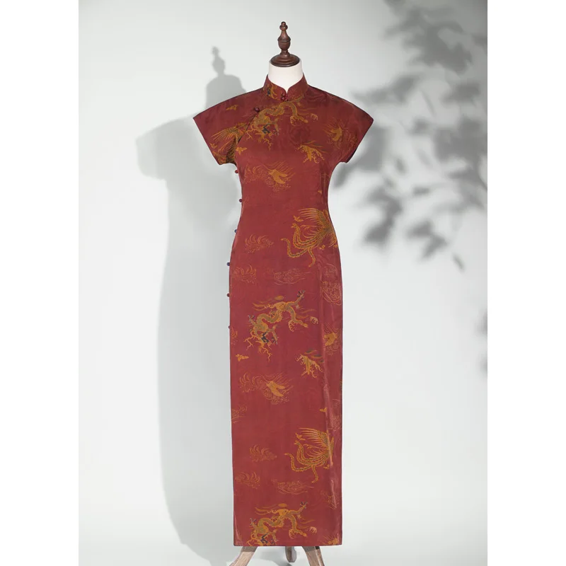 

Loose Fit Traditional Silk Shangyun Silk Red Silk Daily Wear Wedding Banquet Retro Style Long Skirt