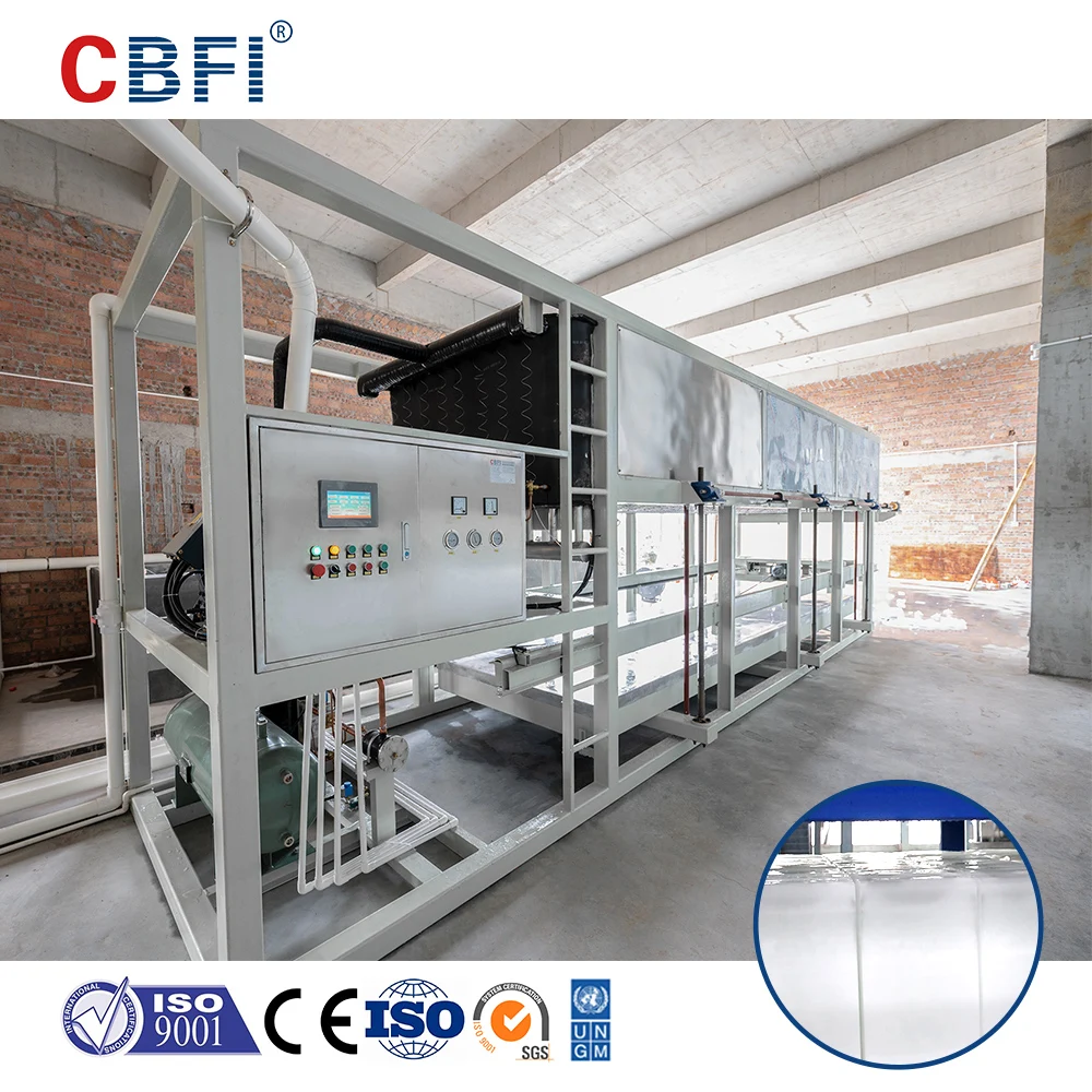CBFI AIB100 Industrial Automatic Direct Cooling Block Ice Machine 10 Tons with Engine & Motor for Fruit Cooling