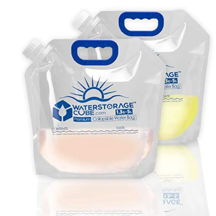 

Premium Collapsible Water Container Bag, BPA Free Food Grade Clear Plastic Storage Jug for Camping Hiking Backpack Emergency, N