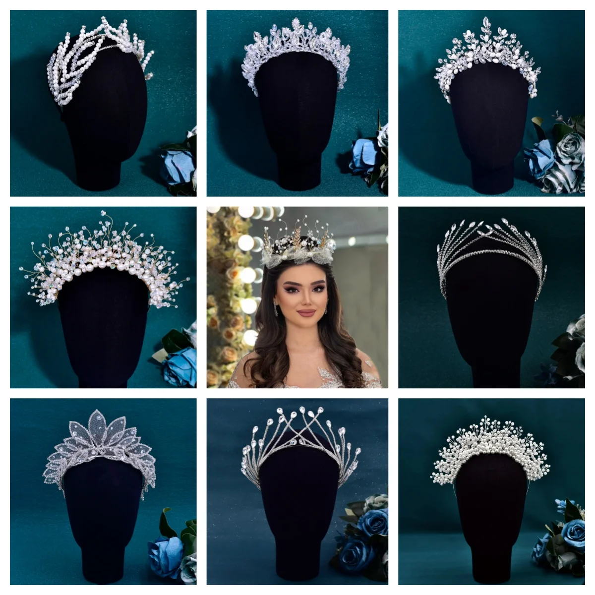 YouLaPan Gorgeous Royal Style Crown Tiara Crystals and Pearls Headband Perfect for Grand Weddings and Pageant Competitions HP842