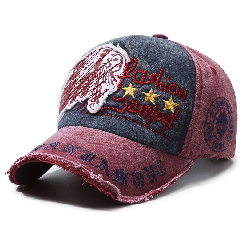 Retro Washed Distressed Embroidered Duckbill Cap For Women In spring and Summer Large Brim Soft Top Baseball Cap Adjustable