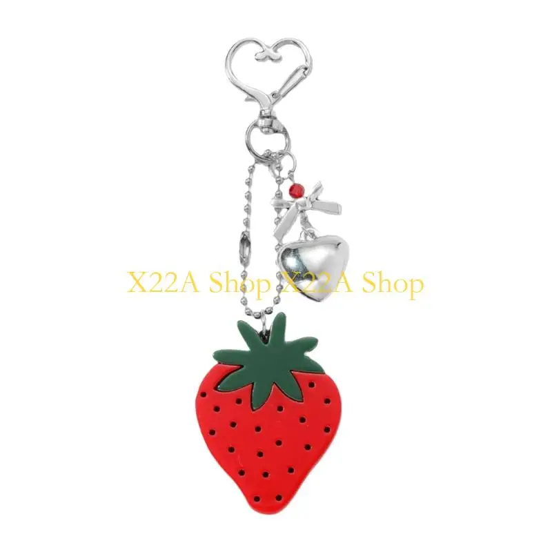 Unique Playful Miniature Fruit Ring Alloy Acrylic Design Keychain Practical Decoration Pendant For Backpack Handbag