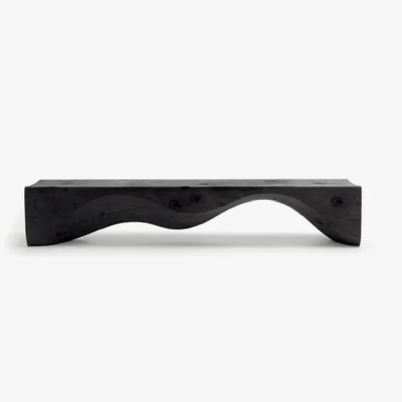 Burnt carbonized solid wood bench, clothing store shoe changing stool log ornament