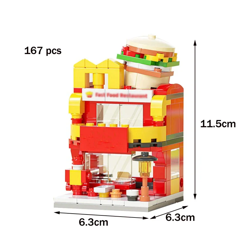 Negozio di architettura fai da te Street View Food House Building Blocks Kit Girls Bricks Classic Movie Model giocattoli per bambini per bambini