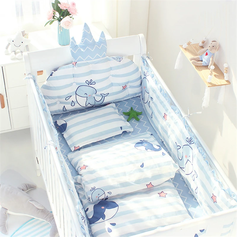 

9 Pieces/Set Crib Surround Pillow Quilt Sheets Child Anti-collision Back Cushion Cotton Baby Crib Bed Surround Kit