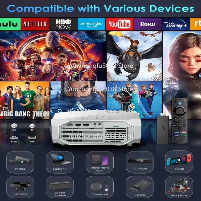 جهاز عرض أفلام 5G WiFi 1080P مع تقنية LCD 22000LM وعمر مصباح 120000 #5