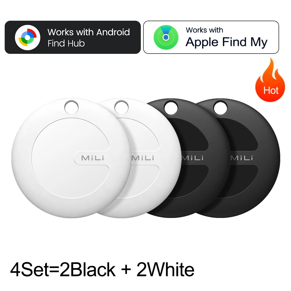 MiLi MiTag Smart Locatie Tag 1-4 Stuks Dual System Bluetooth GPS Tracker Locator Sleutelzoeker Werkt Met IOS & Google Find Hub App