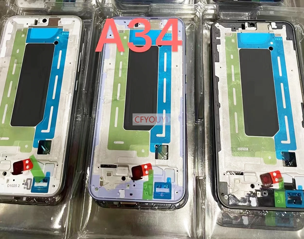 New For Samsung Galaxy A34 Front Housing Middle Frame LCD Bezel Plate Panel Chassis Replacement Parts