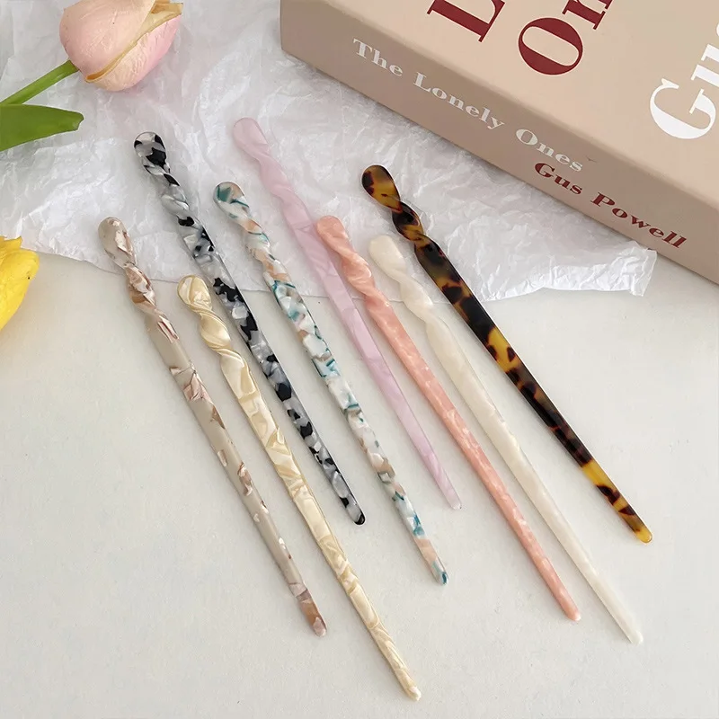 

Acetate Vintage Hairpins Set with Marble Pattern -Women Hanfu Retro Hair Accessories