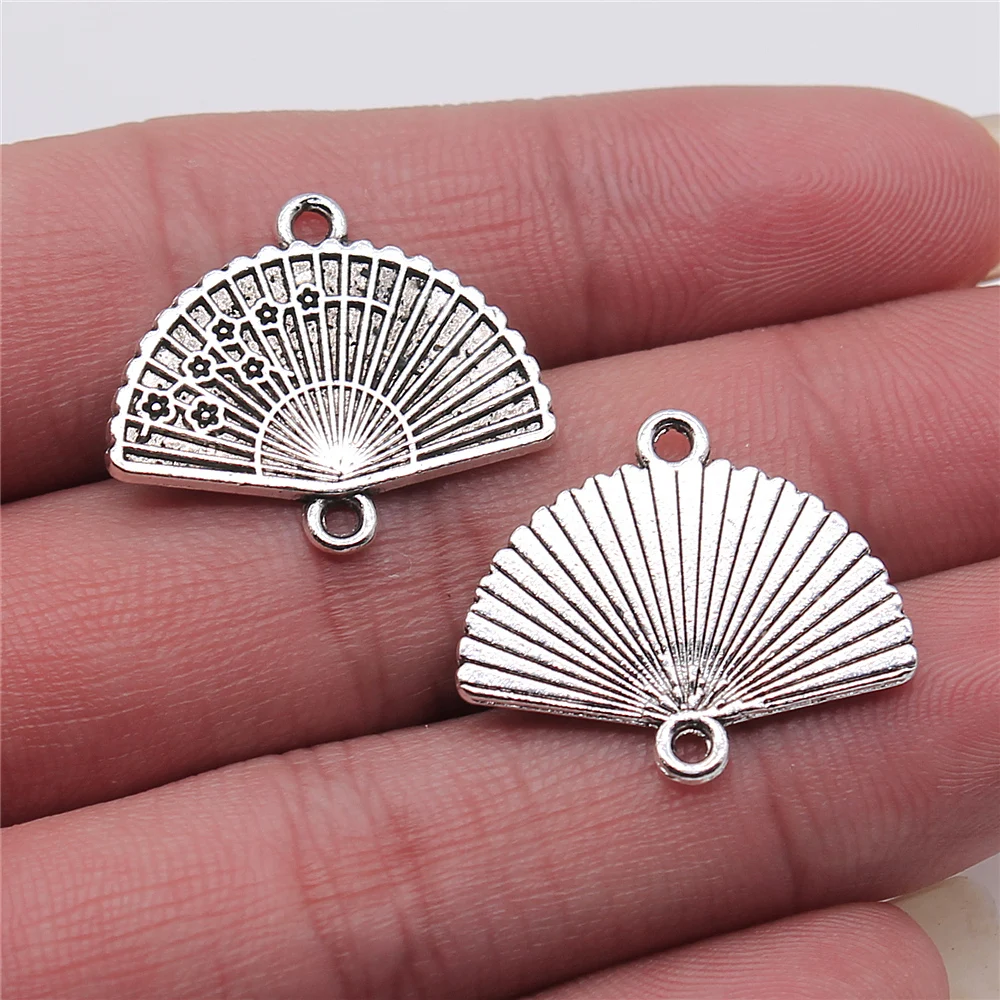 

80pcs Charms Wholesale Fan Connector Antique Silver Color 21x24mm Metal Jewelry Findings DIY Accessories