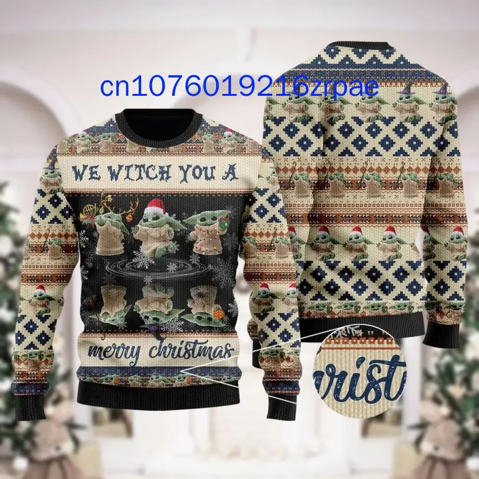 Baby Yoda Ugly Christmas Sweater 3D Printing Men and Women Casual Cartoon Sweatshirt Christmas Sweater