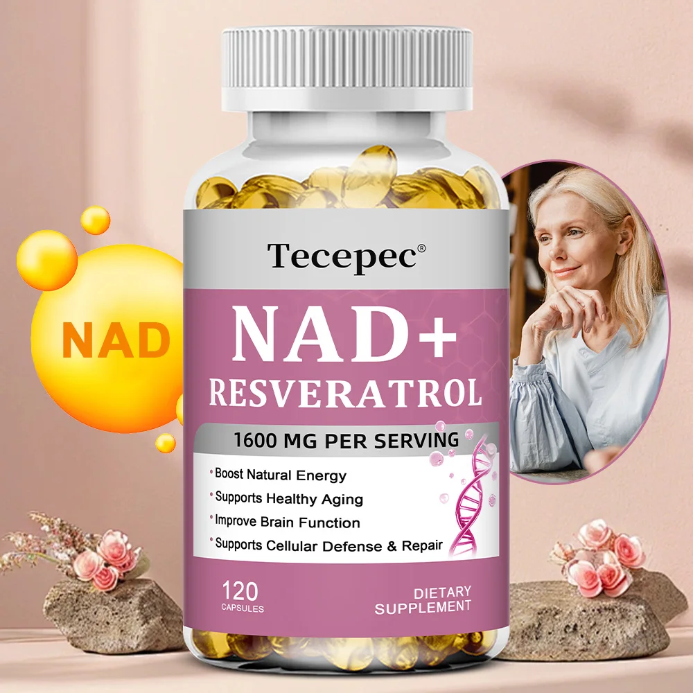 

NAD+Supplements - with Resveratrol - Natural Energy Supplement, Support Cell Health, Anti-aging, Enhance Immunity - 120 Capsules