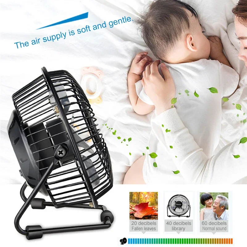 4/6-inch Desk Fan Strong Wind Silent USB Fan Portable Small Fan 360 Degree Rotatable Summer Cooling for Desktop Office Table PC