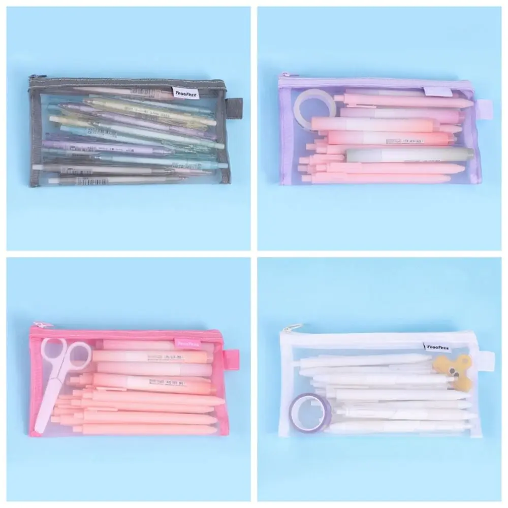 Ins Net Pen Bag Korean Version High Appearance Level Pencil Bag Large Capacity Multifunction Stationery Storage Bag