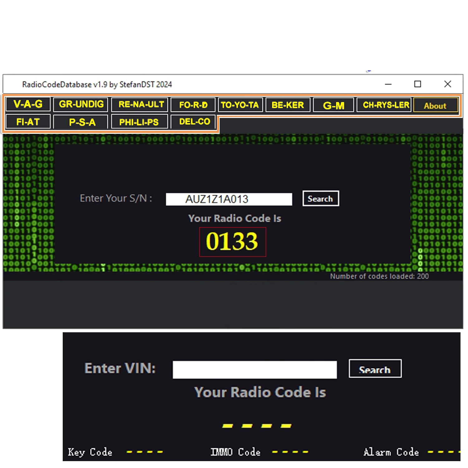 Code radio Base de données V1.9 Code de déverrouillage radio Code calculateur nouvel ajouter pour PSA pour Fiat pour Audi pour Toyota pour Ford... De nombreuses marques de voiture