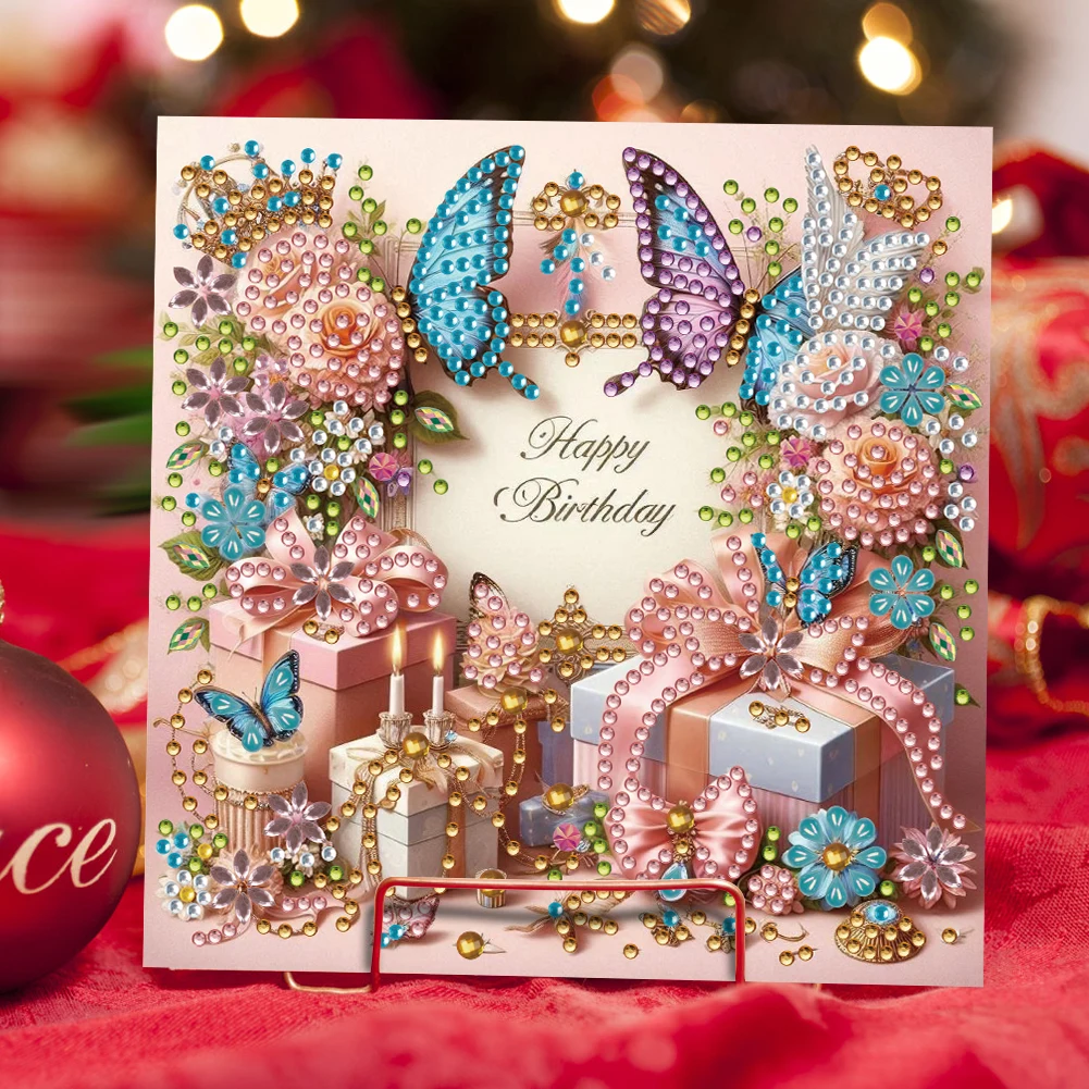 

6PCS DIY Diamond Painting Greeting Card Set Rhinestone Diamond Art Mosaic Postcards for Birthdays Thanksgiving and Holidays