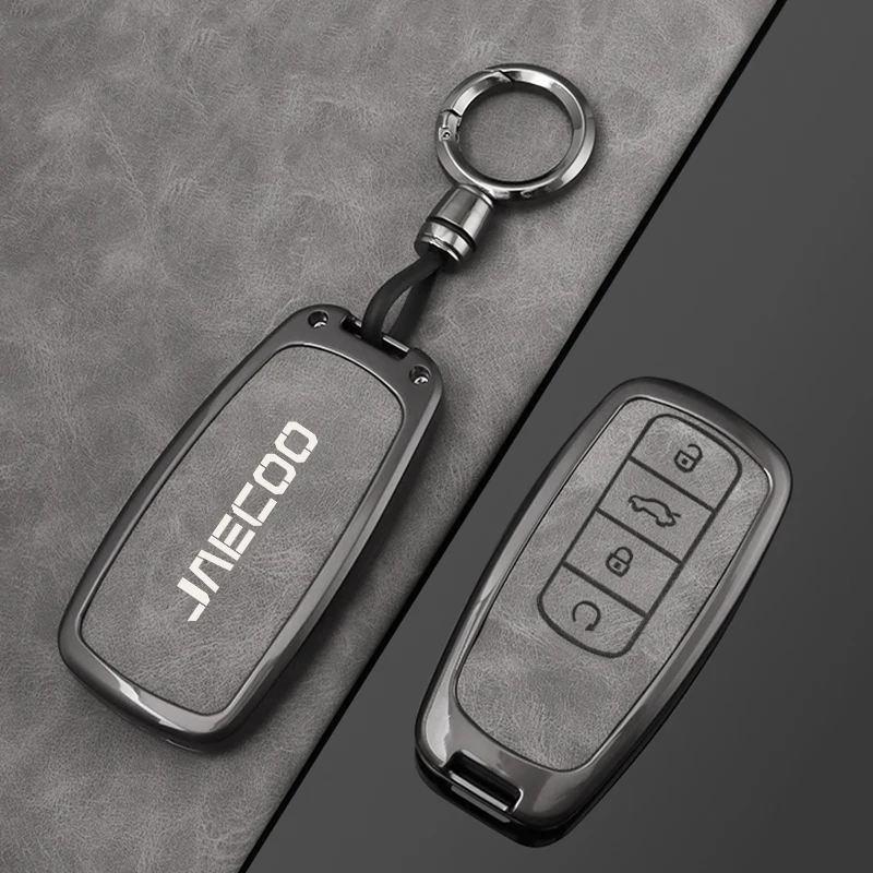 Metal Leather Car Key Case Cover for JAECOO J7 J6 J7 J8 Phev 2025 2024 2023 Ruigu 9 Chery Omoda Protector Key Shell Accessories 4