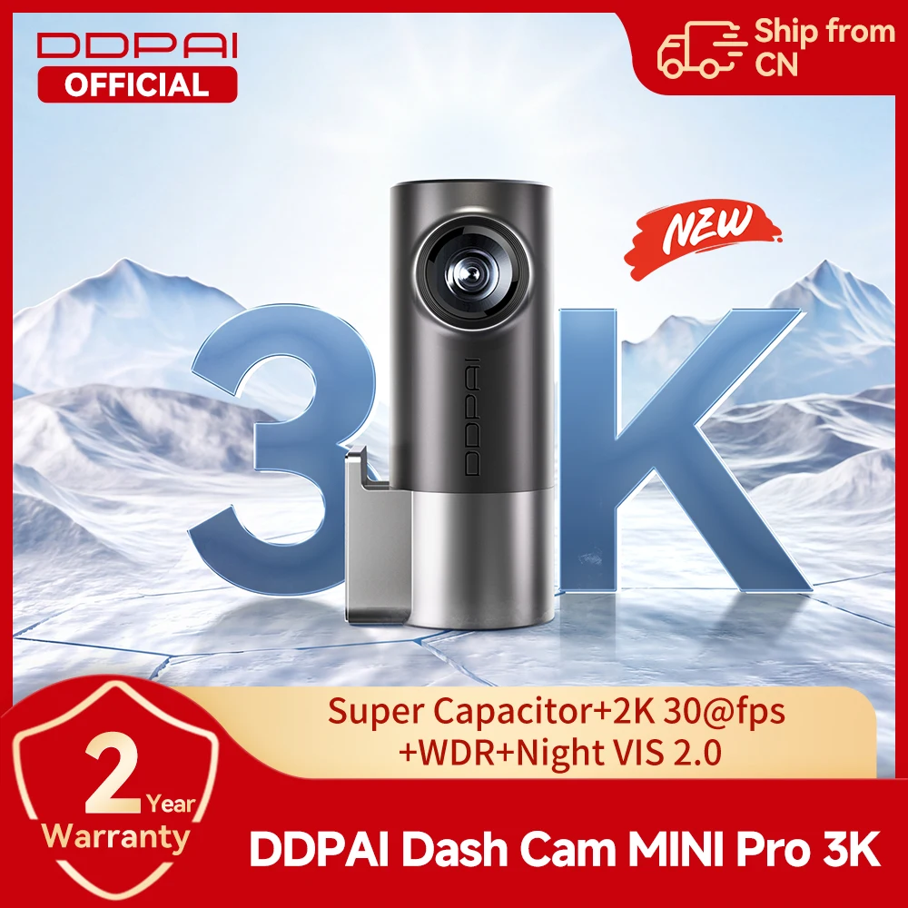 New DDPAI MINIPro 3K Car DVR Dash Cam Smart Voice Control 24H Parking Mode Video Recorder NightVision Car Camera Dashcam