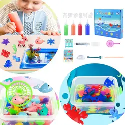 Magic Water Elf Toy Set 3D Handmade Magic Gels Water Elf Playset Colorful Early Educational Sensory Toys Christmas Birthday Gift