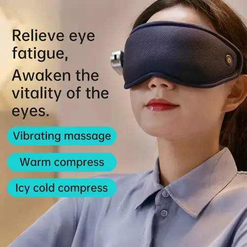 충전식 3D 눈 마사지기, 열 및 진동, 얼음 가열 눈 마스크, 눈 휴식, 수면 개선, 아이 케어 수면 마스크 