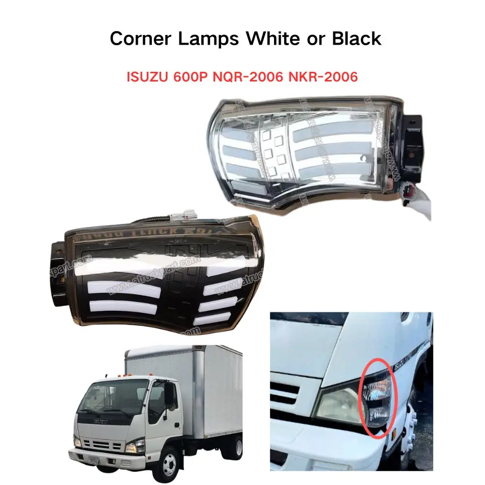 FDONG 1 Set 2 Pcs LED Corner Lamps White or Black for ISUZU 600P NQR-2006 NKR-2006