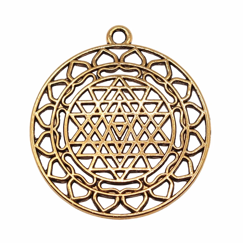 WYSIWYG 4pcs 44x40mm Filigree Sri Yantra Pendants For Jewelry Making For Earring Making Necklace Making