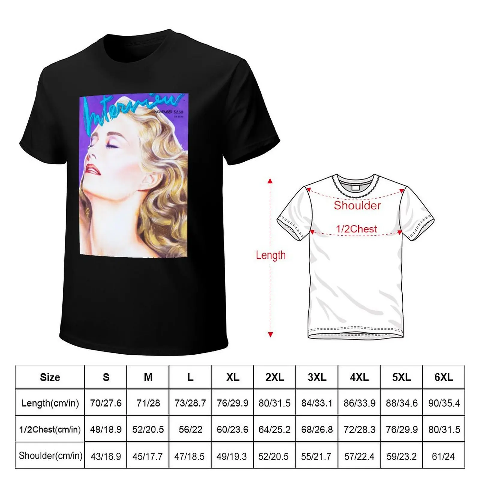 Cybill Shepherd- Interview Magazine Retro Art T-Shirt Casual Pattern Print Tee Shirt