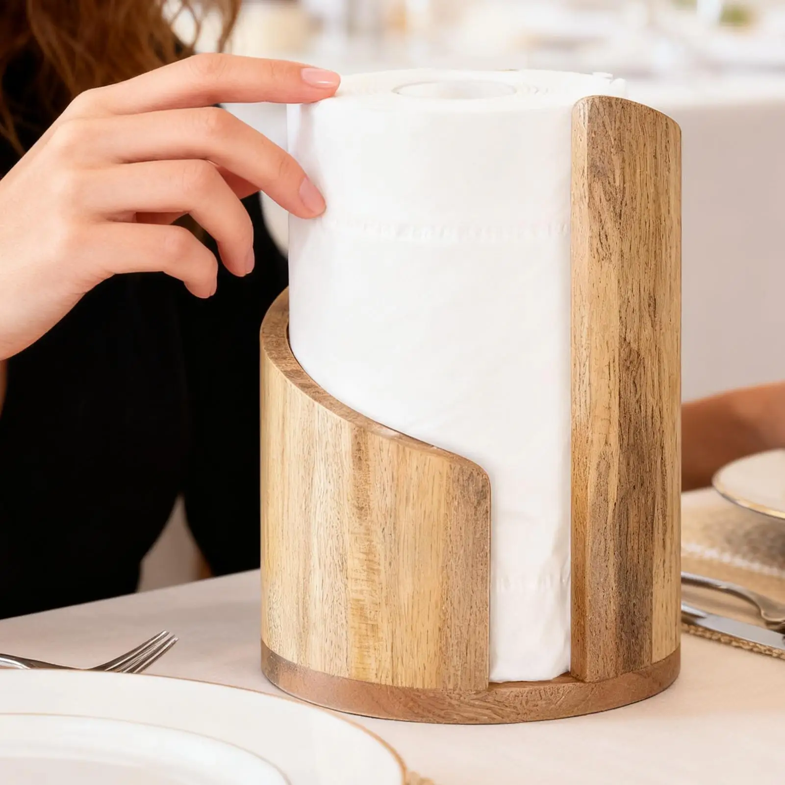 Wood Paper Towel Holder Farmhouse Dispenser Paper Towel Holder Countertop For Bathroom Dining Table Cabinet Farmhouse Shelf Home