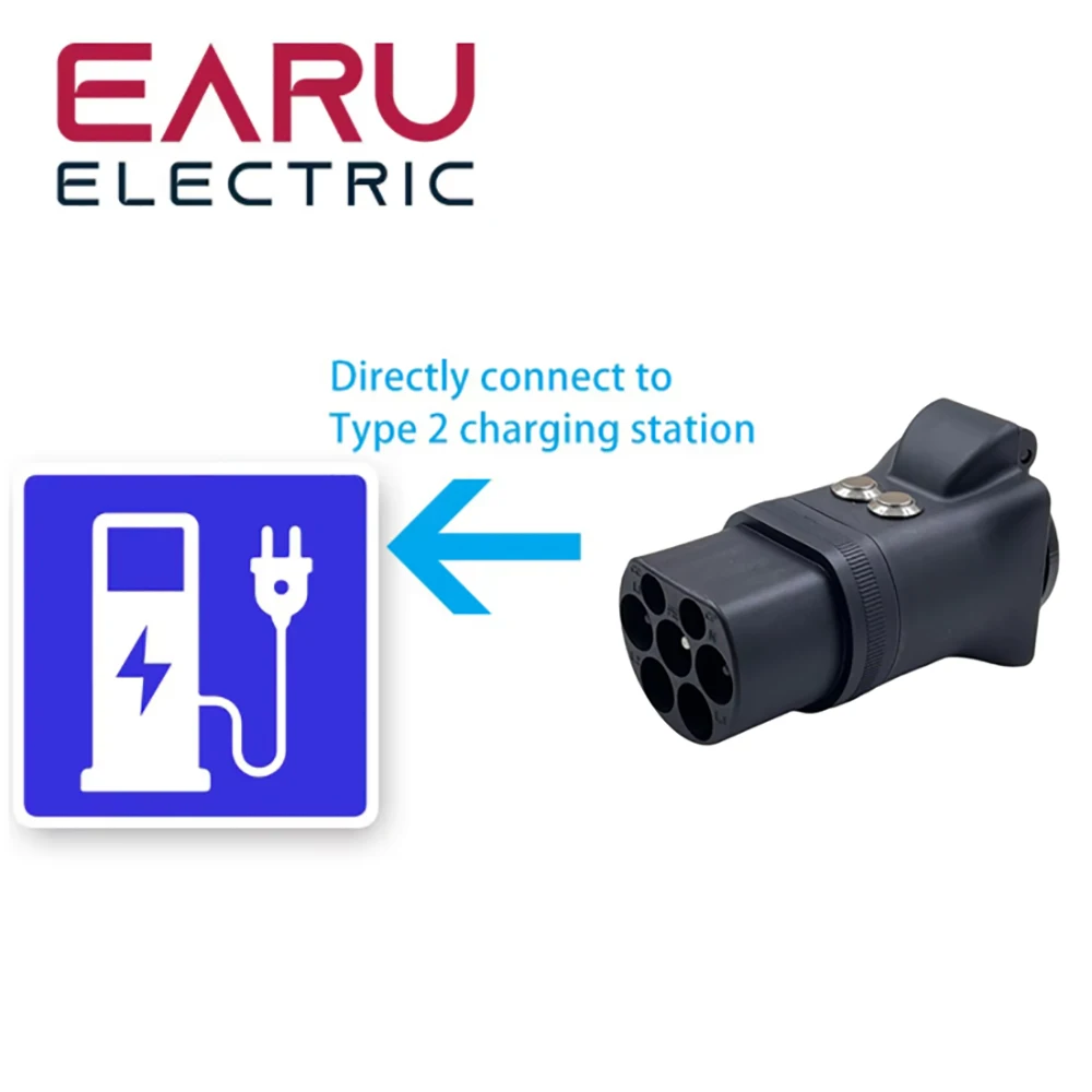 With Switch New Portable 220V Type 2 Male Plug to Schuko Socket EV Charging Adapter For EV Charger EV Connector