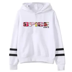 Spice Girls Pull Over Sweat Shirt 2007 Logo White Women’s newest Large Front Pocket Y2K