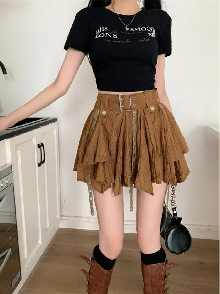 Irregular Skirt Women Summer 2024 New Ribbon Design Sense Skirts High Waist Slimming Short dress ZT280