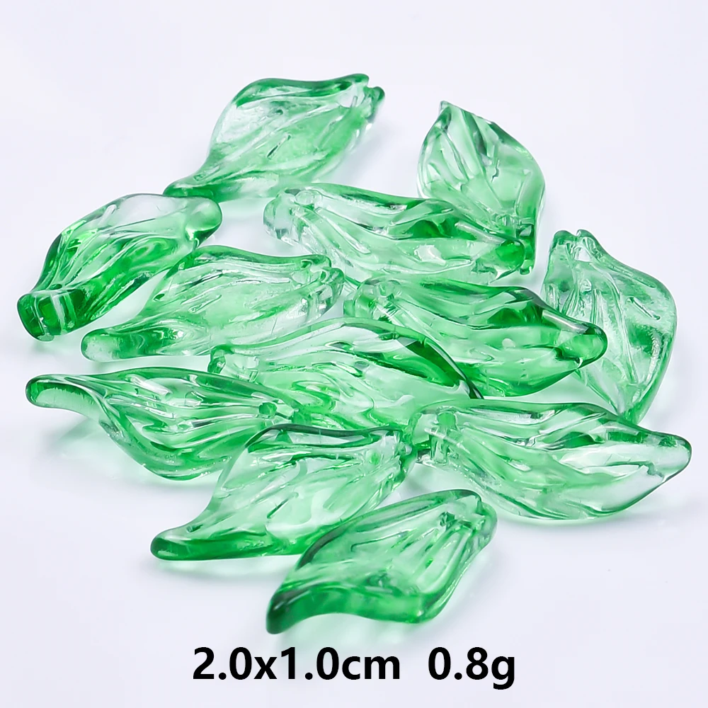 30pcs High Quality Glass Leaf Beads Leaf Shaped Beads Loose Spacer Beads For Jewelry Making DIY Bracelet Earrings Accessories