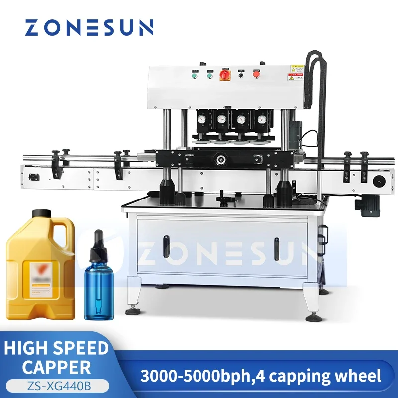 ZONESUN ZS-XG440B Tappatrice per mandrino ad alta velocità per la linea di produzione di imballaggi per bottiglie con tappo a vite