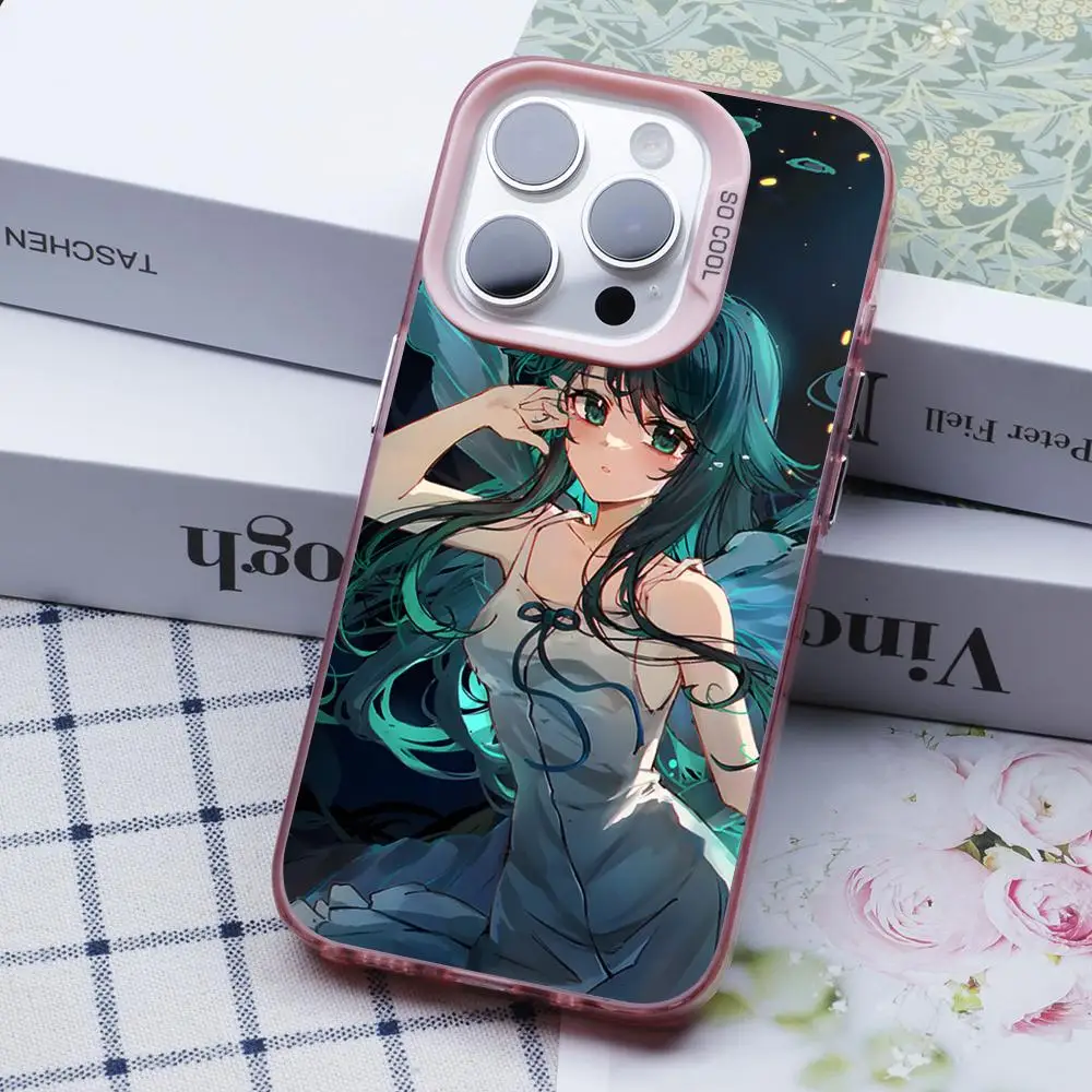 Saya no Uta حافظة هاتف محمول لهاتف آيفون 17 16 15 14 13 12 11 X XR XS 8 7 Pro Max Plus غطاء وردي شفاف للهاتف الذكي جميل