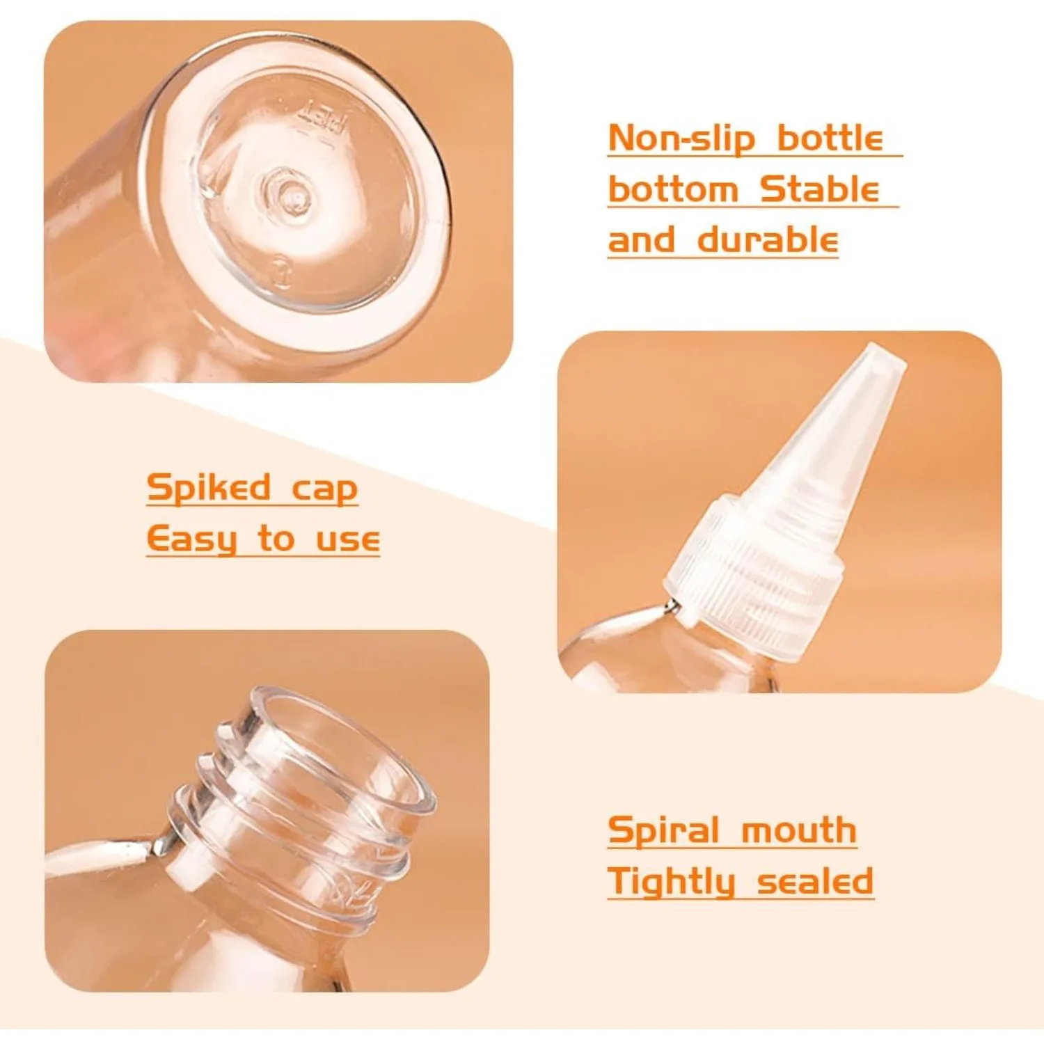 80 Stück 20/30/50/60ml Plastik-Quetschflaschen mit Drehverschluss, durchsichtige Plastikflaschen für Shampoo, Make-up und Reinigungsprodukte – Detail 3