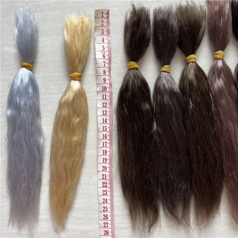 Super Quality Silver Grey Golden Brown Colors Reborn Dolls Pure Mohair Handrooted DIY Mohair Wigs for BJD OB11 1/8 Dolls Hair