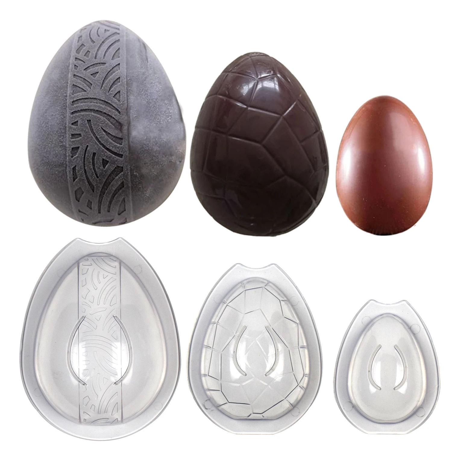 3 moldes 3D para huevos de Pascua y chocolate, moldes para dulces y bonsái de policarbonato para panaderos, herramientas de repostería y repostería