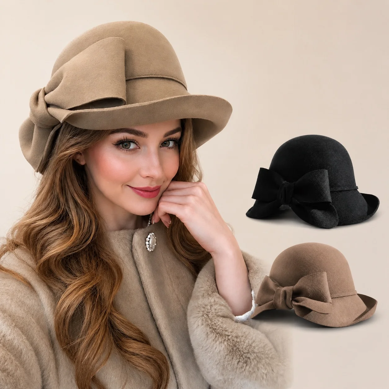elegant-woolen-fisherman-hat-for-women-with-large-brim-and-knot-sunshade-hat-suitable-for-autumn-and-winter