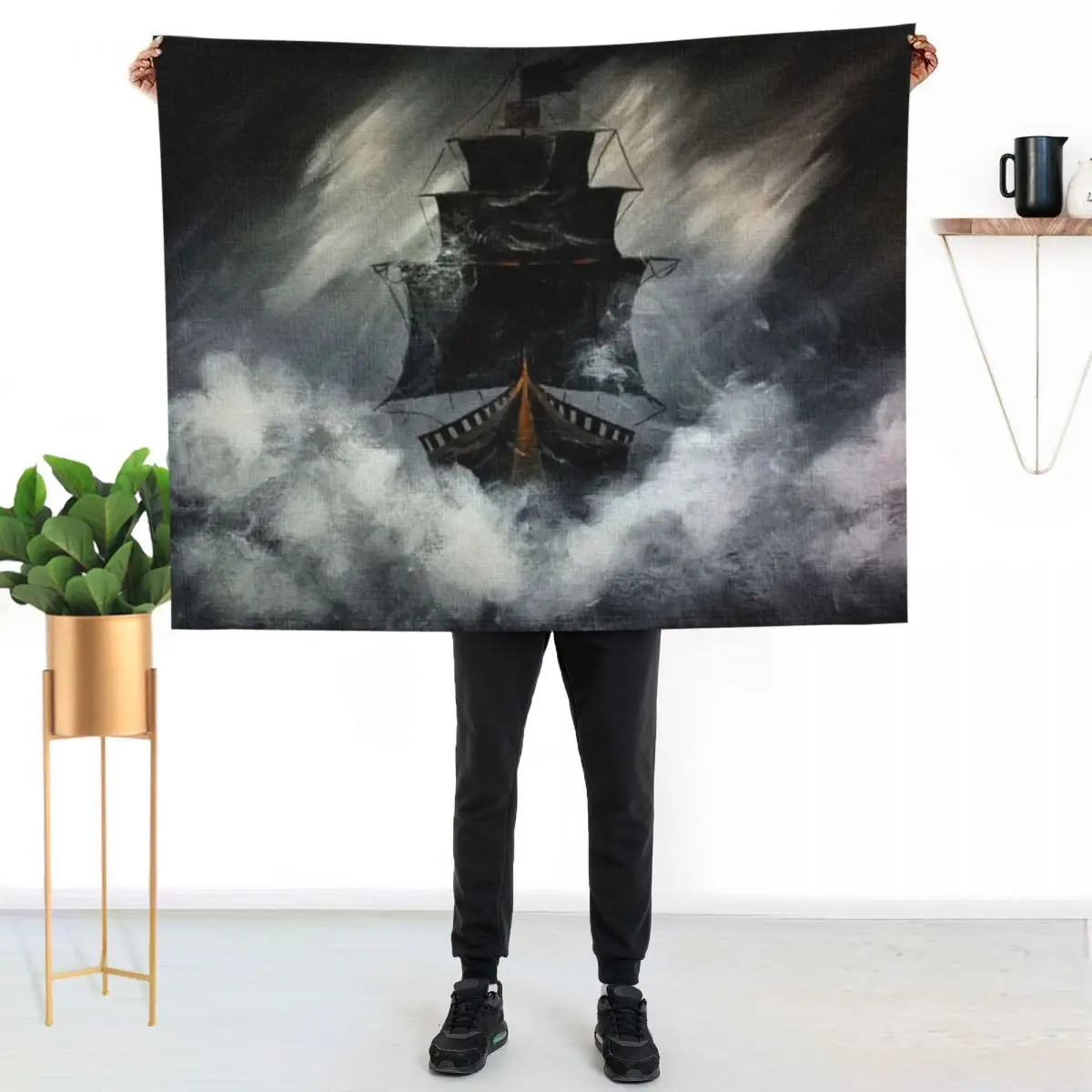 Pirate Ship Throw Blanket Cozy Sofa Blanket for TV Watching Napping