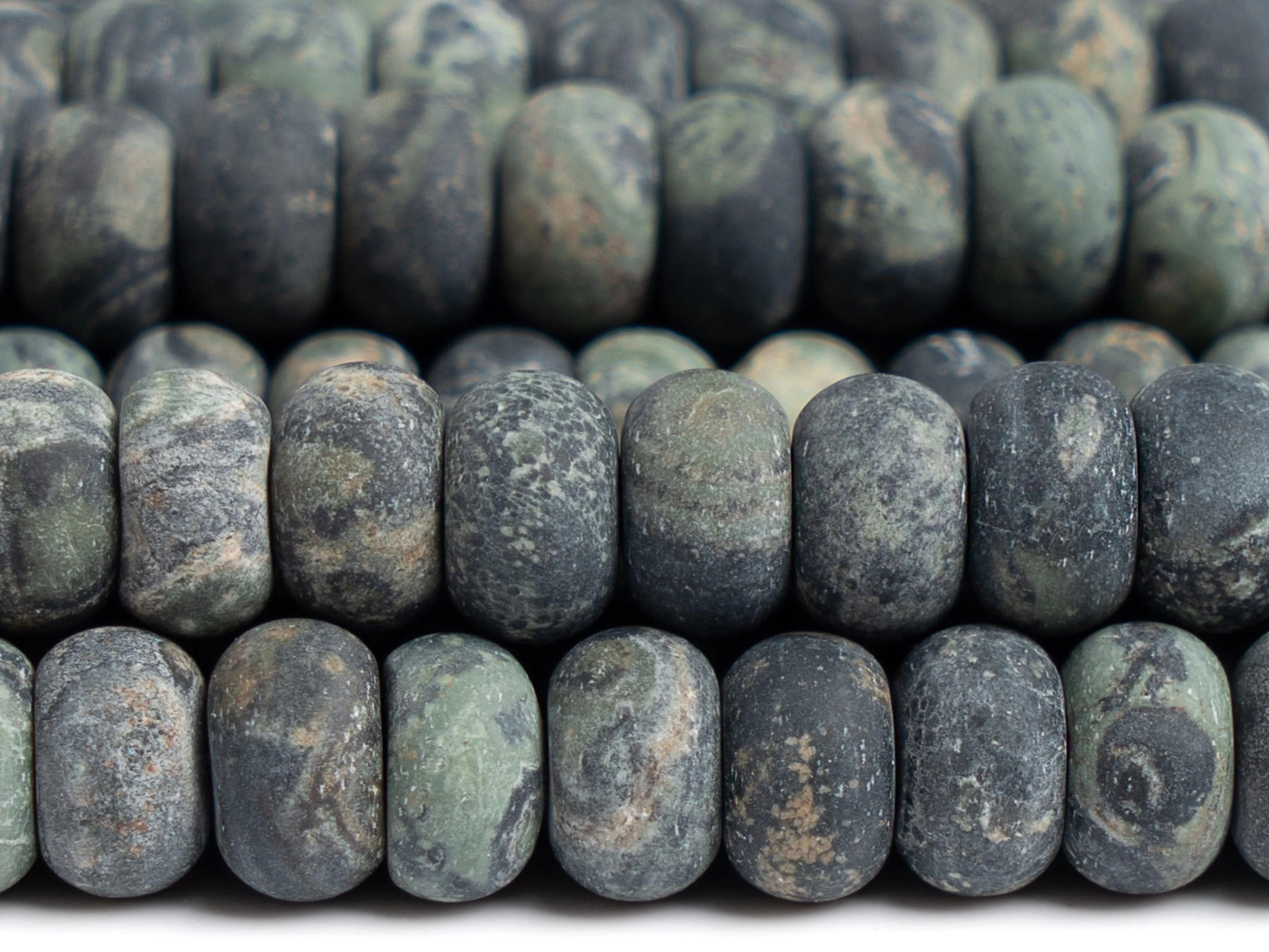 Genuine Gemstone Natural para Fazer Jóias, Matte Kambaba Jasper Beads, Tamanho Rondelle, Opções 6mm, 8mm, 10mm, Grau AAA